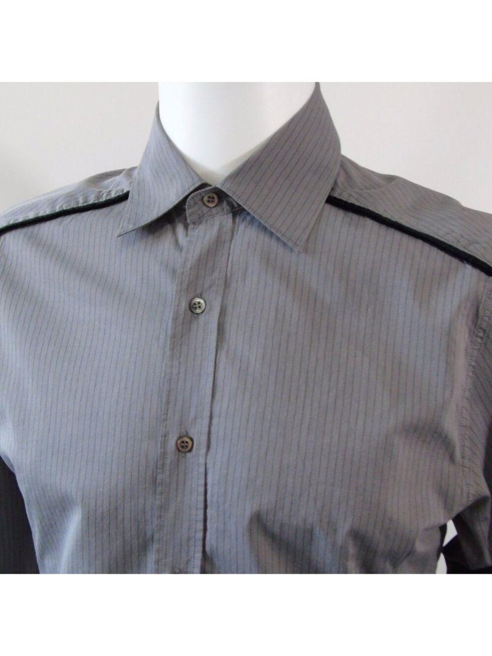 Paul and Joe Made in France Shirt Mens Slim Fit Button Front Gray Pinstripe Sz M